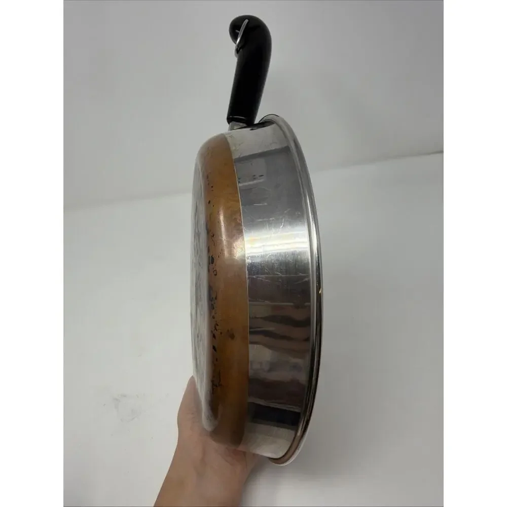 Vintage Revere Ware 9" Skillet Copper Bottom Frying Pan 1801 Clinton, IL USA 88 - Picture 6 of 7